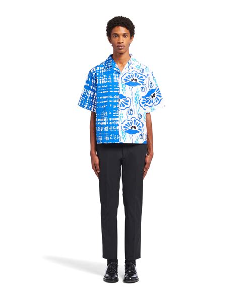 prada checked light blue shirt|Prada.